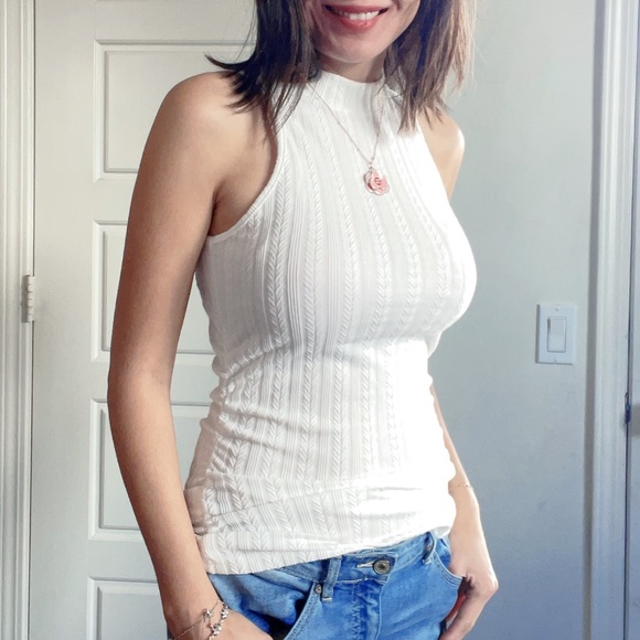 026 Fitted Ribbed Knit Mock Neck Tank Top - Picture 7 of 16